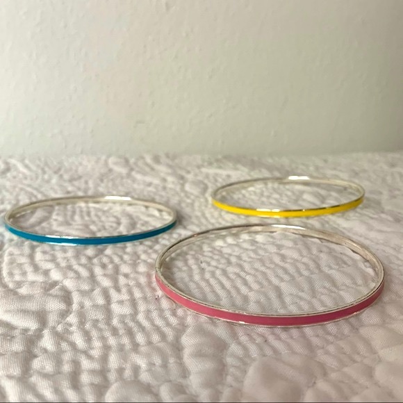 Pink Blue & Yellow Silver Structured Bracelets |OS - Picture 3 of 4